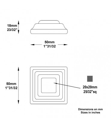 Cache scellement 50x50mm pour barreau de 20x20mm