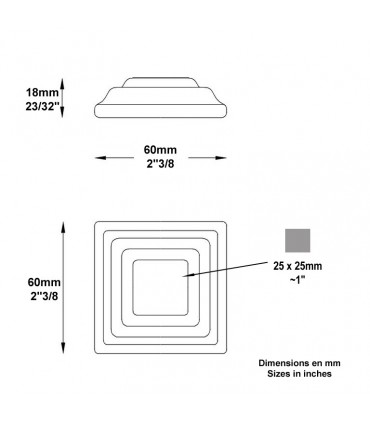 Cache scellement 60x60mm pour barreau de 25x25mm