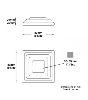 Cache scellement 80x80mm pour barreau de 35x35mm