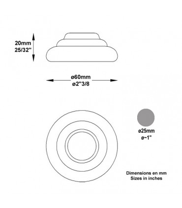 Cache scellement Ø60mm pour rond Ø25mm