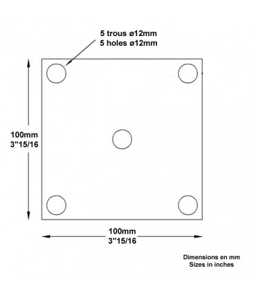 Plaque fixation 100x100x5m trou ø12mm