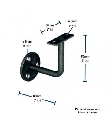 Patère acier forgé H80mm - Ø12mm
