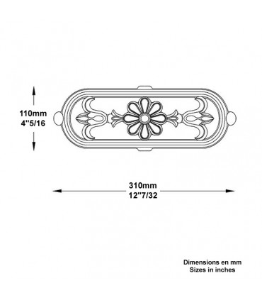 Décoration fonte Hauteur 310mm x 110mm