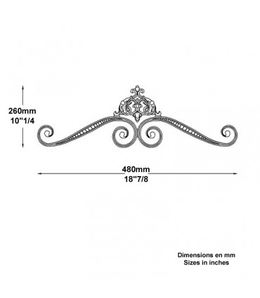 Décoration fonte L840mm x 260mm