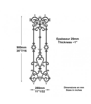 Décoration fonte H890mm x 200mm