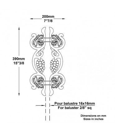 Décoration fonte H425mm x 200mm