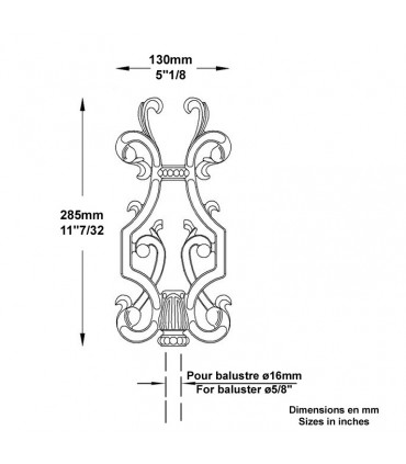 Décoration fonte H285mm x 130mm