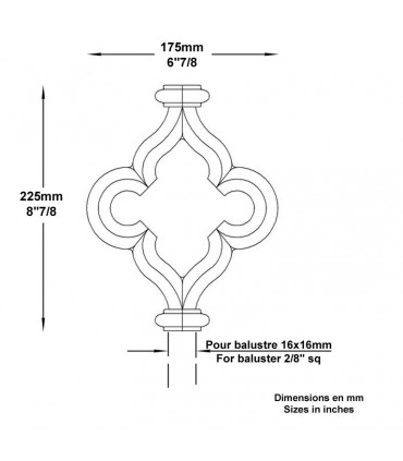 Décoration fonte double face L225mm x 175mm