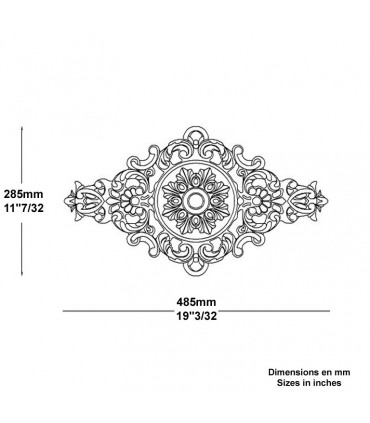 Palmette fonte zinguée L485mm x 285mm