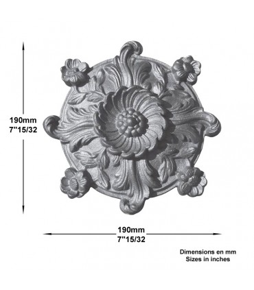 Palmette fonte zinguée L165mm x 165mm