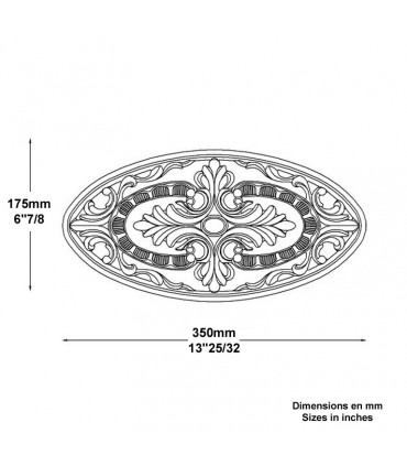 Palmette aluminium L350mm x 175mm