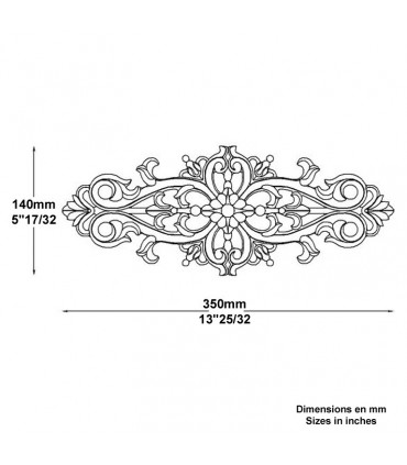 Palmette aluminium largeur 350mm x 140mm