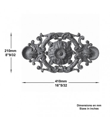 Palmette aluminium largeur 410mm x 210mm