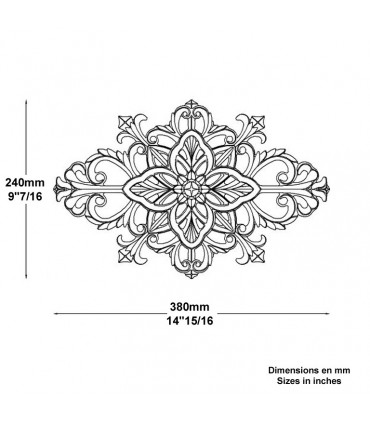 Palmette aluminium largeur 380mm x 240mm