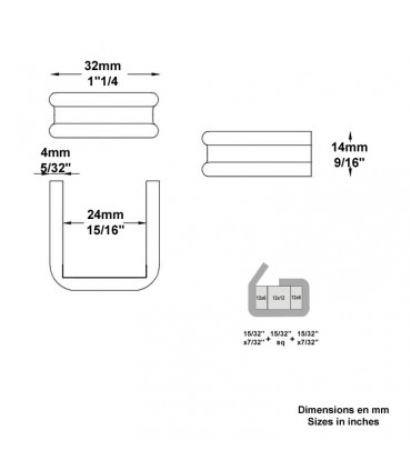 Collier 2 nervures 14mm x 4mm
