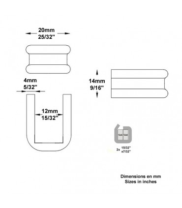 Collier 2 nervures 14mm x 4mm