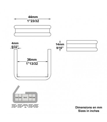 Collier 2 nervures 14mm x 4mm