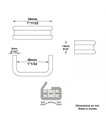 Collier 2 nervures 14mm x 4mm