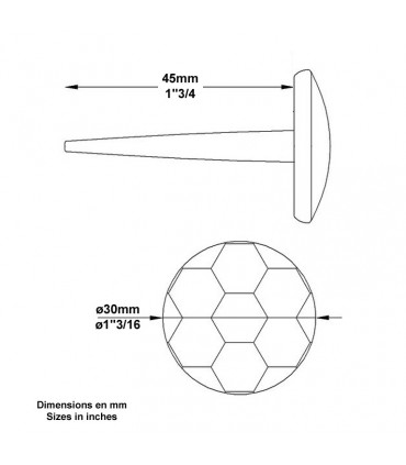 Clou martelé Ø30mm L45mm