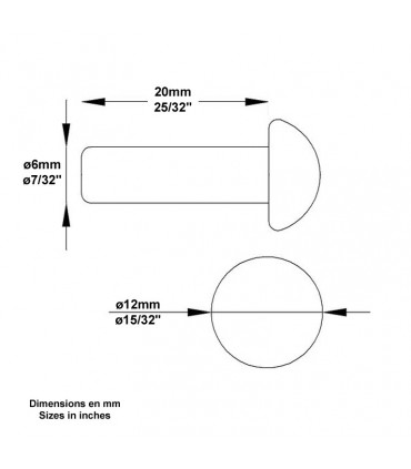 Rivet acier Ø6mm x 20mm