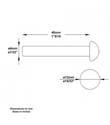 Rivet acier Ø6mm x L40mm