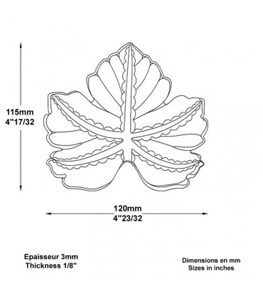 Feuille de vigne acier 115mm x 120mm