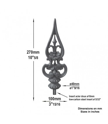 Pointe de lance fonte 270mm