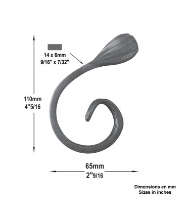 Volute demi C H110mm 14x6mm