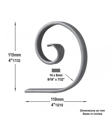 Volute demi C H115mm 14x6mm