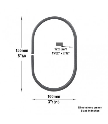 Ovale en acier H155mm x 100mm