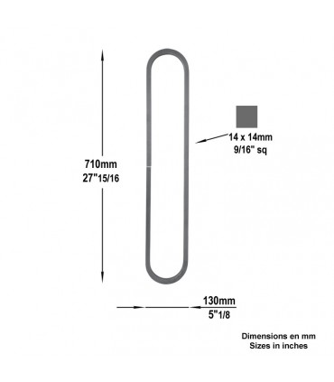 Ovale en acier H710mm x 130mm
