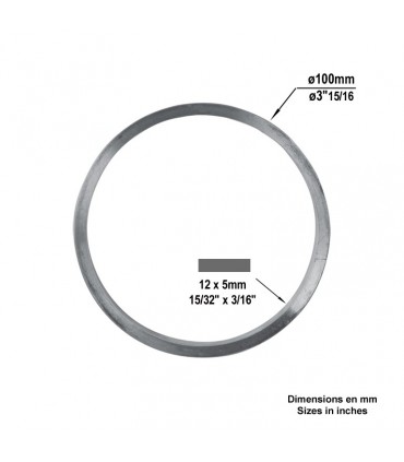 Cercle aluminium Ø100mm 12x5mm
