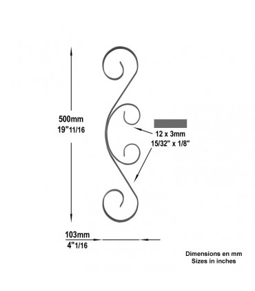 Volute assemblée H500x100mm 12x3mm