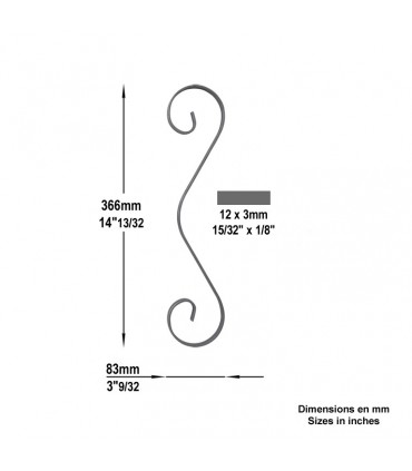 Volute en forme de "3" 366x83mm