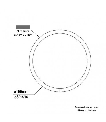 Cercle aluminium Ø100mm 20x6mm