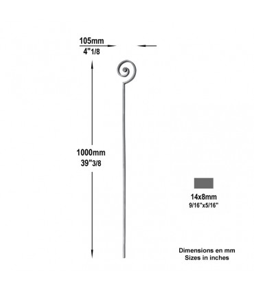 Balustre décoratif Art Déco L1000x105mm