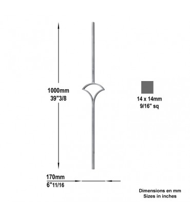 Balustre décoratif fleur de lotus L1000x390mm