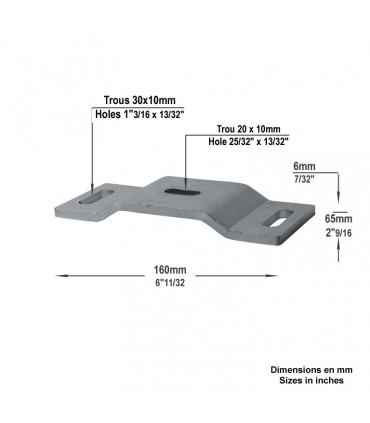 Platine emboutie en acier support de pivot crapaudine 160mm