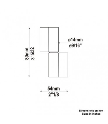 Gond à souder acier Ø14mm hauteur 80mm largeur 54mm