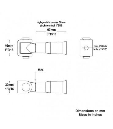 Gond charnière à sceller M24