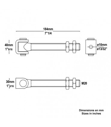 Gond charnière long M20