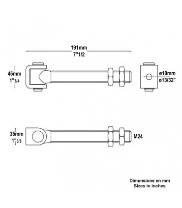 Gond charnière long M24