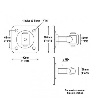 Gond charnière à plaquer M24