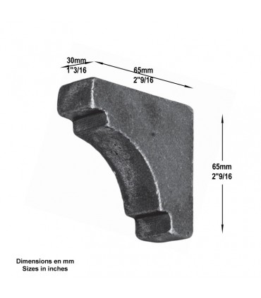 Renfort d'angle pour tube de 30x30mm