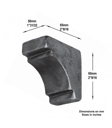Renfort d'angle pour tube de 50x50mm