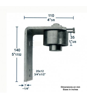 Pivot roulement haut Ø68mm sur équerre