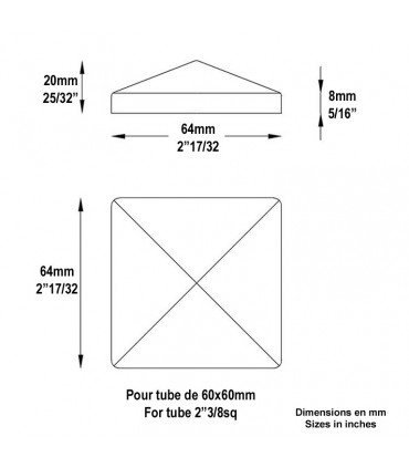 Couvre pilastre 60x60mm