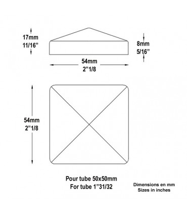 Couvre pilastre acier 50x50mm