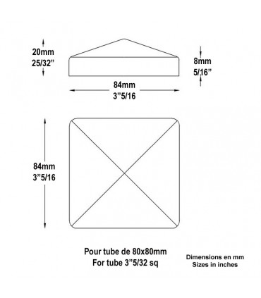 Couvre pilastre acier 80x80mm