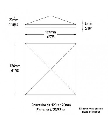 Couvre pilastre acier 120x120mm